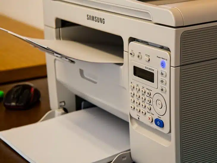 printer, desk, office