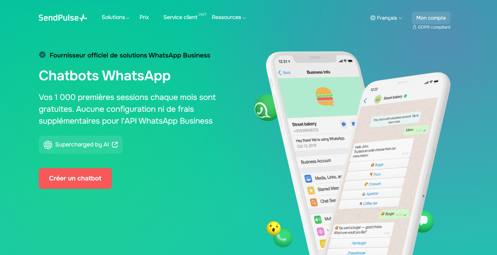 fonctionnalité de chatbot WhatsApp