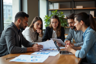 Groupe de professionnels marketing en réunion au bureau