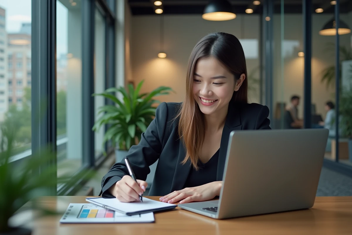 Jeune femme professionnelle travaillant sur un design de site web