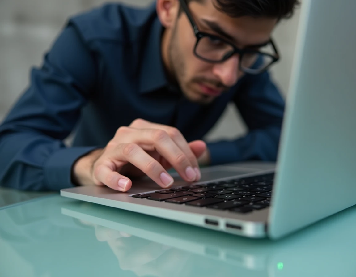 Gros plan sur la touche Maj et le verrouillage des majuscules d'un clavier MacBook avec indicateur LED allumé