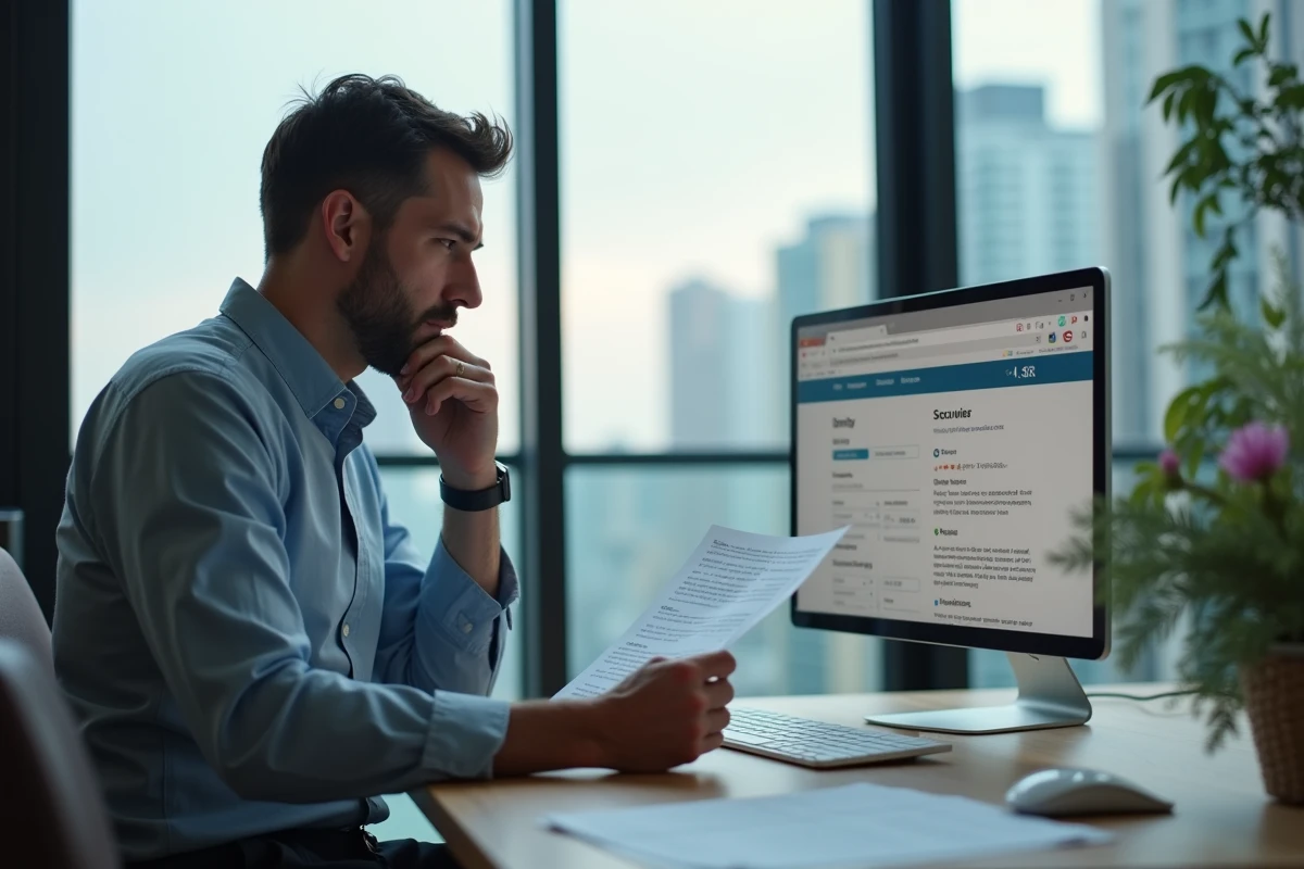 Homme lisant une fiche d instructions dans un appartement urbain