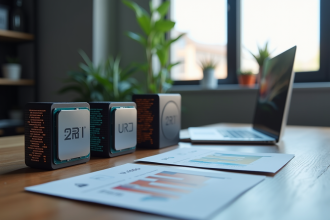 Ordinateur de bureau moderne avec processeurs haut de gamme et graphiques